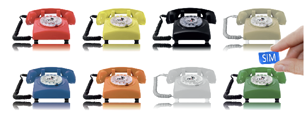Opis 60s mobile retro GSM desktop phone in all 8 colours
