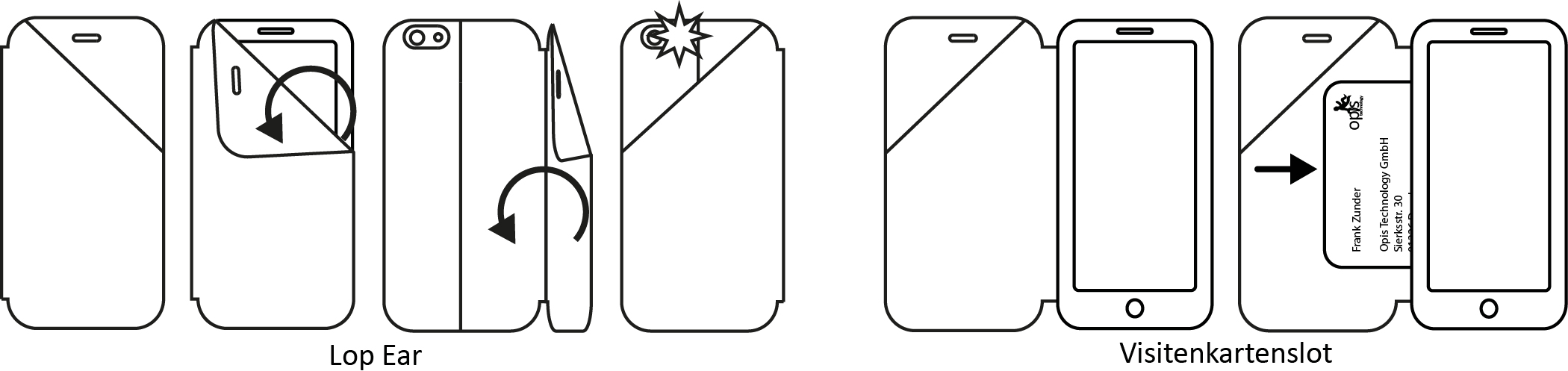 Mobile 6 garde Lop Ear und Visitenkartenslot Funktionalität