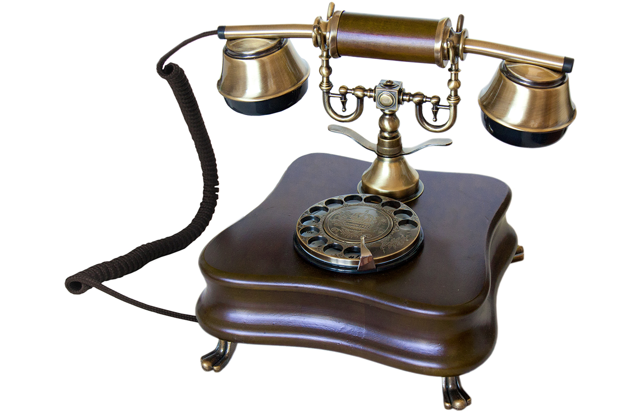 téléphone Filaire rétro comme Vieux téléphone en Bois et Metal avec Cadran Rotatif et Cloche en métal Classique MODÈLE A OPIS 1921 Cable 